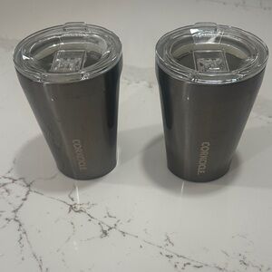 EUC❗️Corkcicle Gray Gunmetal Tumblers with Clear Lids
